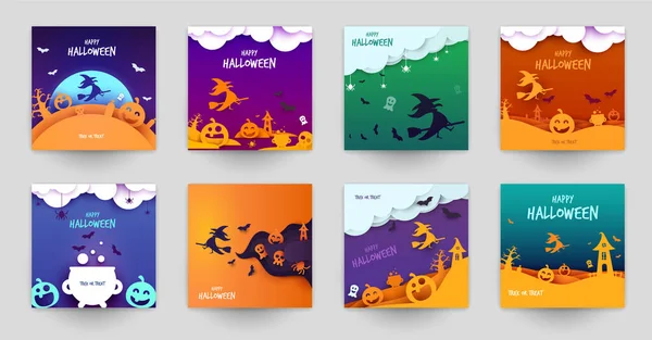 Šťastný Halloween Design Pozadí Rekreační Kolekce Kompozice Karikatury Minimalistickém Moderním — Stockový vektor