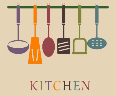 Renkli mutfak aksesuarları kümesi