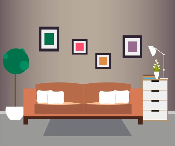 Obývací pokoj. Nábytek a bytové doplňky — Stockový vektor