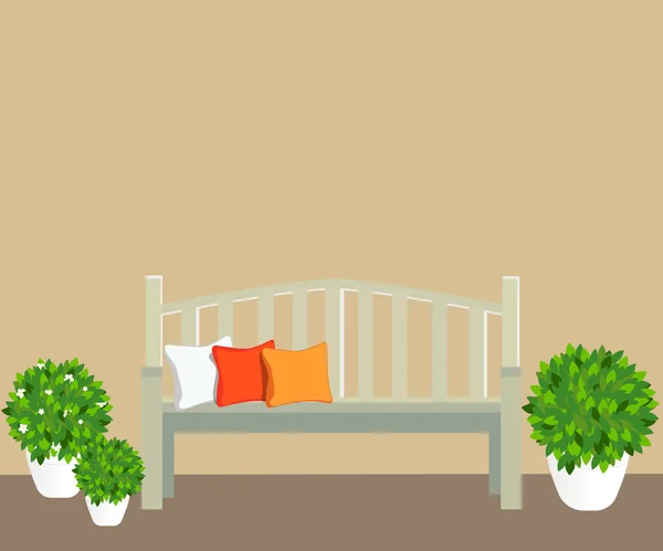 植木鉢 - ベクトル画像とベンチ — ストックベクタ