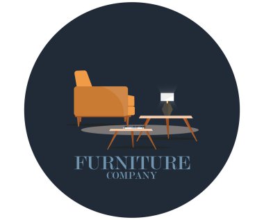 masa ve sandalye lambalar kümesi. Mobilya şirketi.