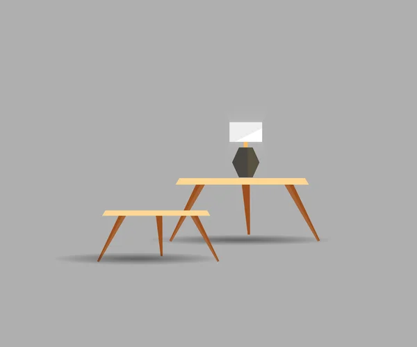Мебель. Столы с лампой на сером фоне . — стоковый вектор