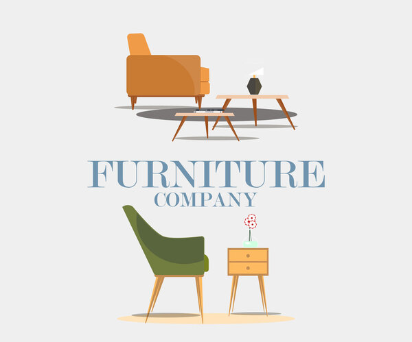 Набор стульев со столами и лампами. Мебельная компания
.