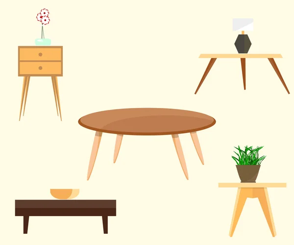 家具。ベージュ色の背景上のテーブル. — ストックベクタ