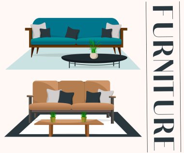 Mobilya. Tablolarla kanepeler.