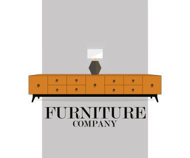 Komidin ve lamba ile mobilya. Mobilya şirketi.