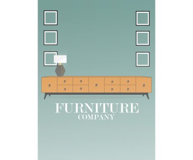 Komidin ve lamba ile mobilya. Mobilya şirketi.