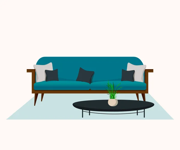 Möbel. Sofa mit Tisch — Stockvektor