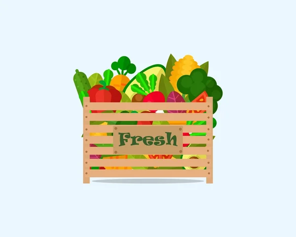 Låda med grönsaker — Stock vektor