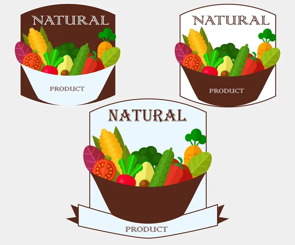 Grönsaker. Etiketter - vektorbild — Stock vektor