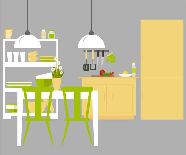 Cocina interior - imagen vectorial — Archivo Imágenes Vectoriales