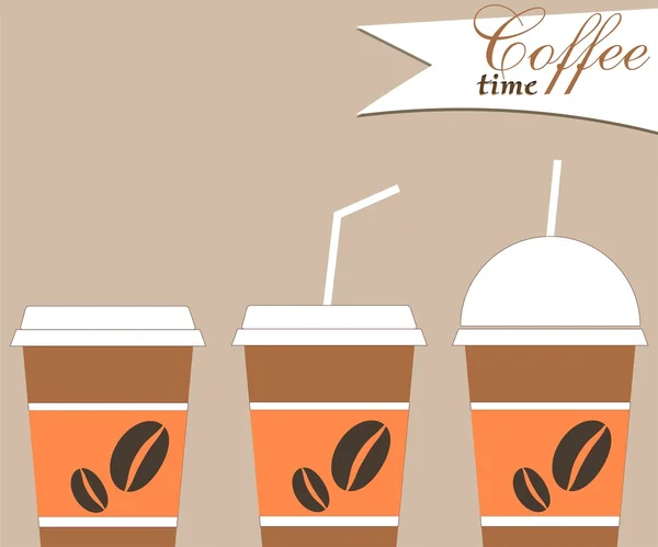 Drei Tassen Kaffee. Kaffeezeit — Stockvektor