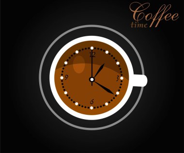 Bir fincan kahve. Kahve Saati - vektör görüntü