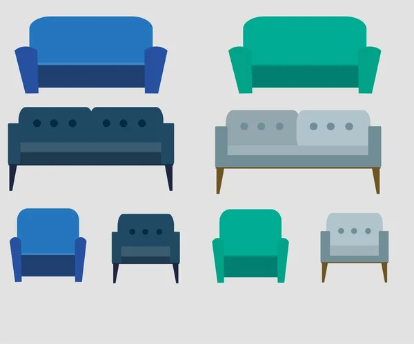 Mobilier acasă. Design interior. canapele și scaune — Vector de stoc