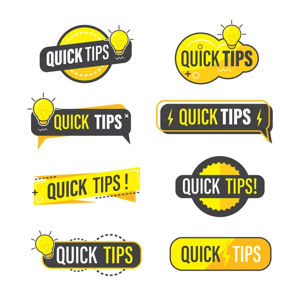 Quick Tips Label Icon Banners — Stock Vector