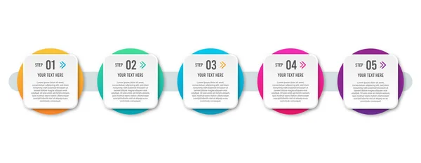 Infographic tasarım şablonu. 5 adım veya seçenekler bilgi grafiği kavramı