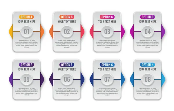 İş için bilgi konsepti. 8 adım bilgi grafikleri etiket tasarımı