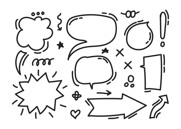 Abstract Hand Drawn Speech Bubble Quote Box Doodle Elements — Stock vektor