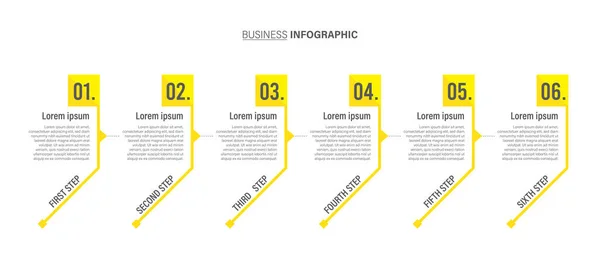 Zaman çizgisi bilgi grafikleri iş konsepti, 6 opsiyon bilgi düz tasarım şablonu