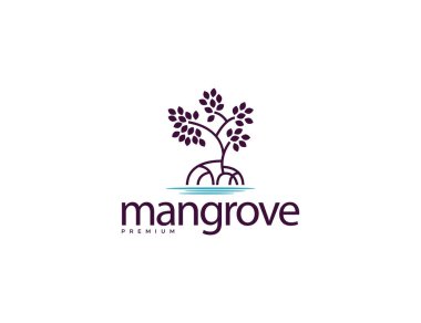 Yapraklı zarif mangrov ağacı logosu.