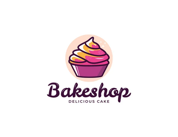 Colorful Cupcake Illustration Logo Bakery Cake Shop — Stock Vector