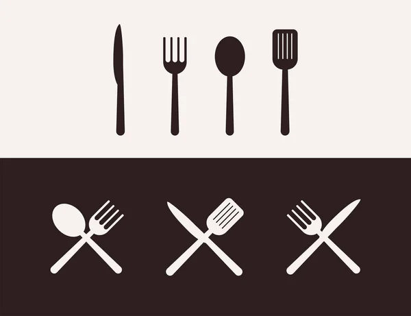 Силуэт Посуда Кулинарные Иллюстрации Набор Кухонных Инструментов — стоковый вектор