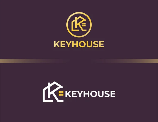 家や建物のコンセプトと高級文字Kのロゴ — ストックベクタ