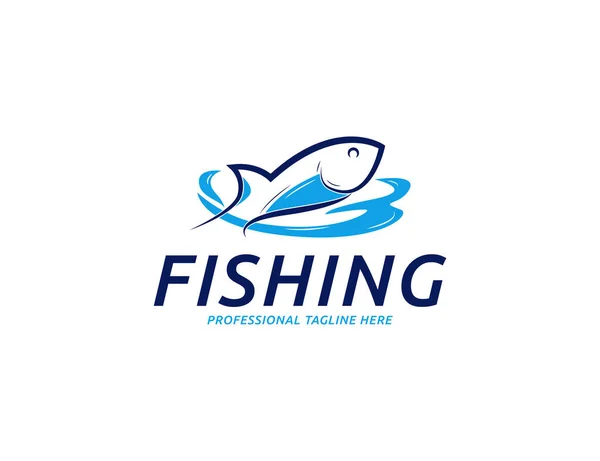 Λογότυπο Σχέδιο Εμβλήματος Ψαριών Αλιείας — Διανυσματικό Αρχείο