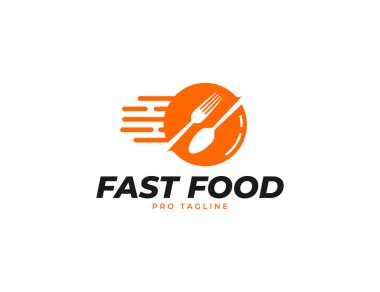 Çatal ve kaşık restoranlı fast food veya catering logosu şablonu