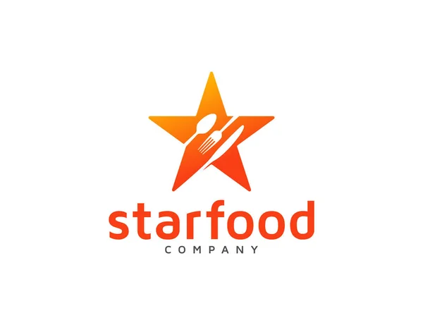 明星食品标志与勺子 厨房刀的设计 — 图库矢量图片