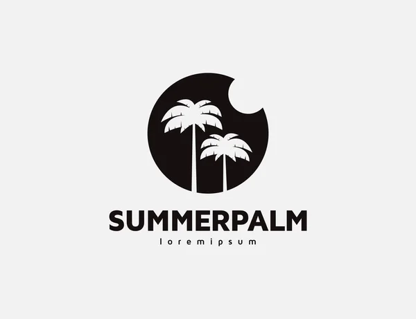 Дизайн Логотипа Летней Пальмы Силуэта Солнца — стоковый вектор