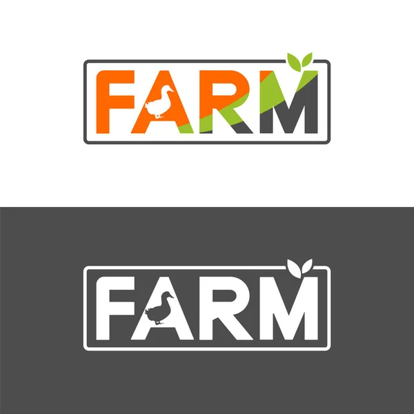 Дизайн Логотипа Фермы Уткой Листьями — стоковый вектор