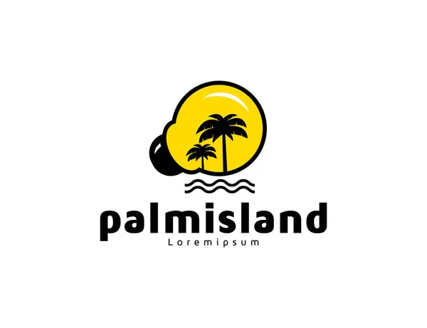 Φοινικόδεντρο Νησί Στο Σχεδιασμό Εικονογράφηση Λαμπτήρα — Διανυσματικό Αρχείο