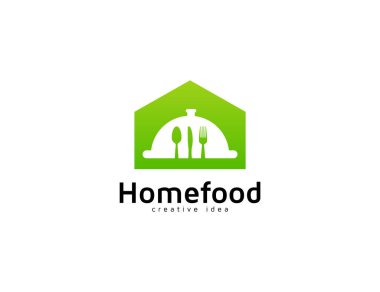 Ev ve yemek aletleri çatal kaşık çizim logosu tasarımı