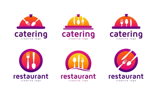 Matrestaurang Eller Catering Logotyp Samling Set — Stock vektor