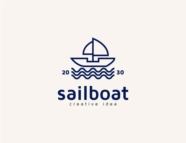 Yelkenli ve deniz logosu tasarımı çizimi