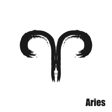  El çizimi kaligrafik burç simgesi. Mürekkep fırçası günlükleri sembolü