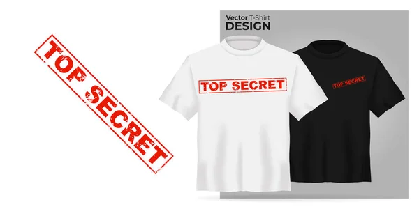 Vector Shirt Mock Set Top Secret Type Print Realistic Shirt Stock Illustration