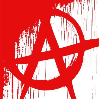 Kan damlalarıyla anarşinin sembolü olan kırmızı grunge dokusu. Vektör soyut vintage desen. Gürültülü ve tahıllı bir arka plan. Punk rock afiş şablonu. 