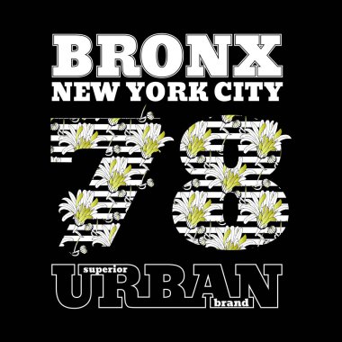 Bronx New York şehri, eski moda dövme desenli gömlek tasarımı. 78 numaralı Grunge çiçeği, siyah beyaz çizgili.. 