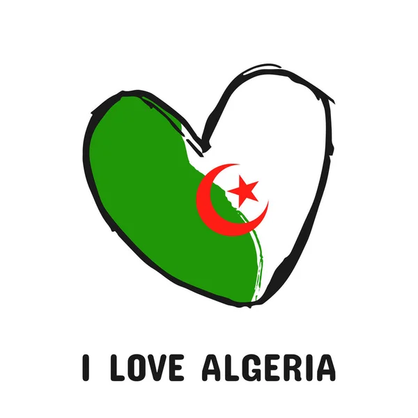 Alžírský Symbol Lásky Ručně Kreslené Znamení Srdce Národních Barvách Vlajky — Stockový vektor