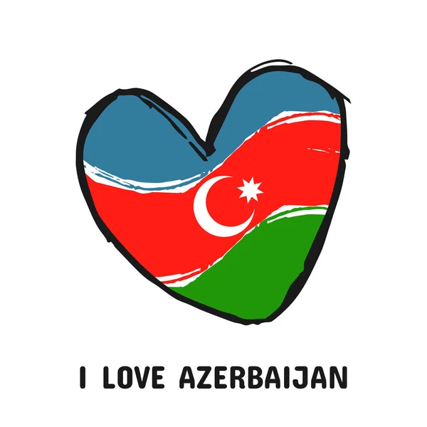 Encanta Símbolo Azerbaiyán Signo Corazón Dibujado Mano Colores Nacionales Bandera — Archivo Imágenes Vectoriales