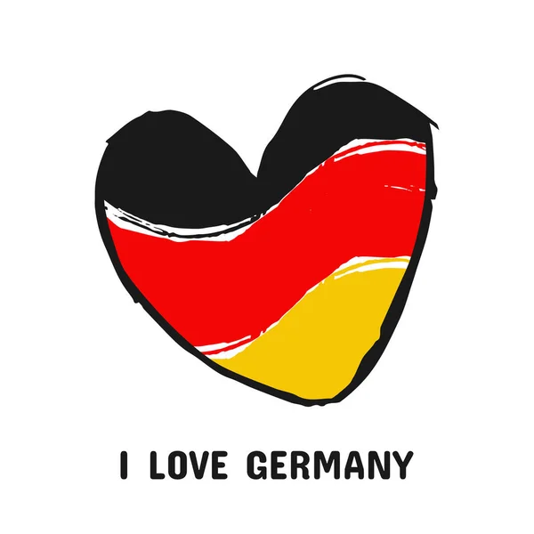 Alemania Amo Símbolo Signo Corazón Dibujado Mano Colores Nacionales Bandera — Archivo Imágenes Vectoriales