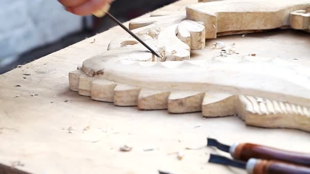 Carving, närbild, verktyg — Stockvideo