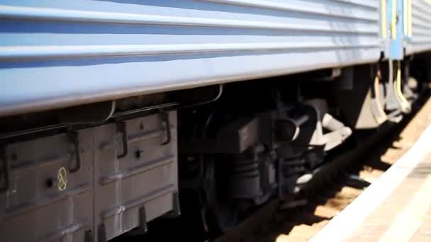 Treinstation, trein, wazig, vervoer — Stockvideo