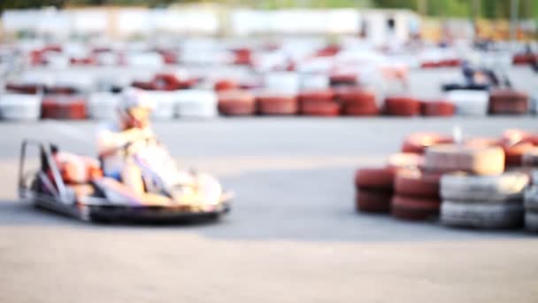 Background blur outdoor karting , leisure — Stock Video