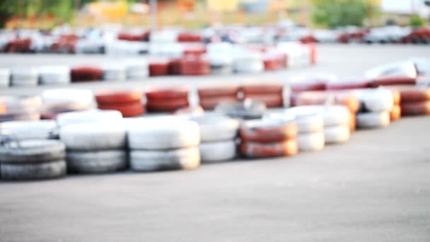 Background blur outdoor karting , leisure — Stock Video