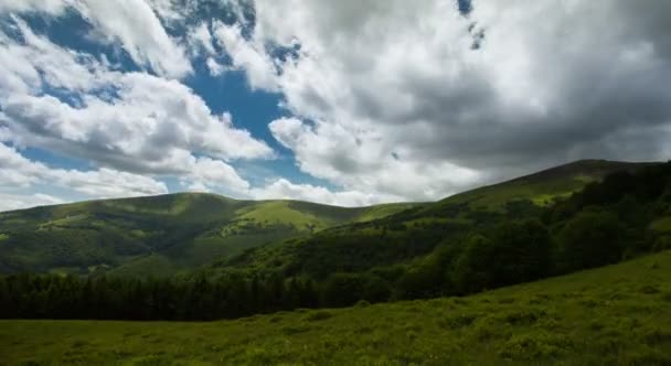 Gyönyörű idő telik táj nyáron a Kárpát-hegység — Stock videók