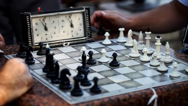 Hommes jouant aux échecs à l'extérieur — Video