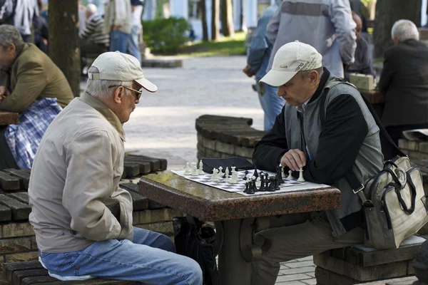 Mensen spelen schaak in het park — Stockfoto